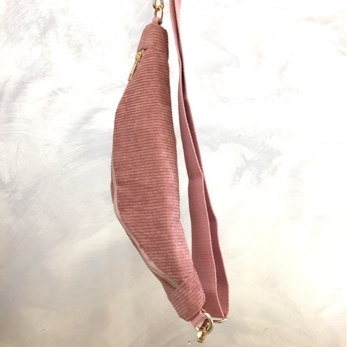 Sac banane façon velours côtelé ou léopard 0923023 vieux rose