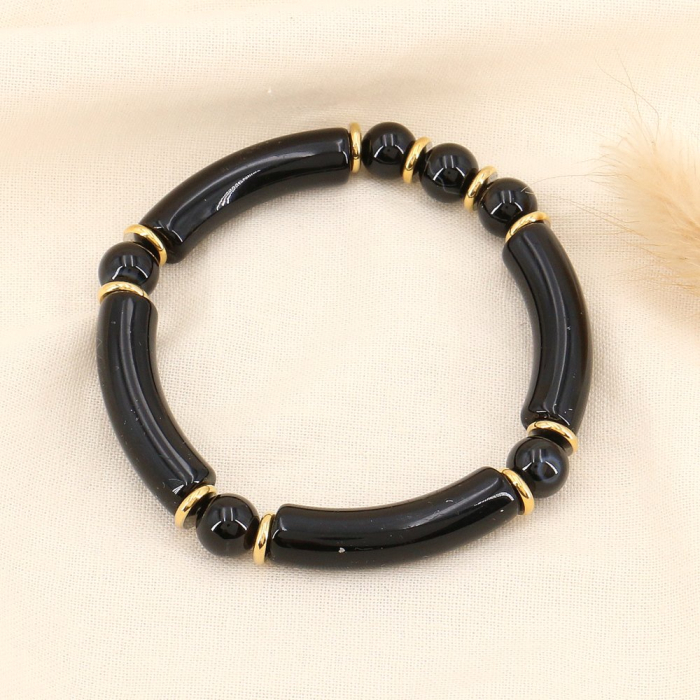 Bracelet élastique tubes coloré style antique acrylique pierre femme 0223535