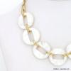 Collier court à maxi anneaux en acétate et chaîne acier inoxydable pour femme 0123011 blanc