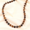 Sautoir perles pierre naturelle femme 0123546 marron