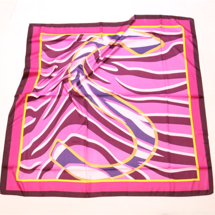 Foulard carré ondulations colorées polyester touché soie femme 0723031 fushia