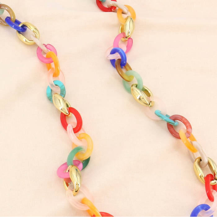 Sautoir gros maillons acétate ovale CCB femme 0123588 multi