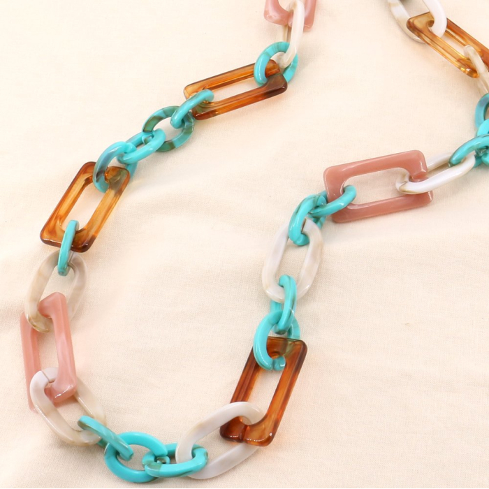 Sautoir gros maillons acétate marbré femme 0123590 multi