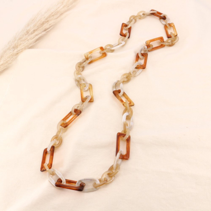 Sautoir gros maillons acétate marbré femme 0123590 marron