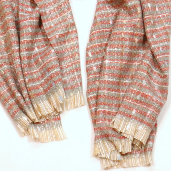 Écharpe façon tweed fibres colorées viscose finition franges 0723035 rouge bordeaux