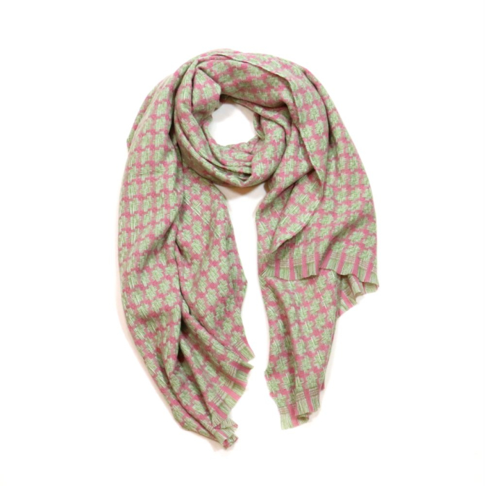 Écharpe façon tweed carreaux colorés viscose laine 0723036 fushia Écharpe façon tweed carreaux colorés viscose laine 0723036 fushia