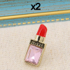 Pin's X2 rouge à lèvres love, métal, strass émail 0623503 doré