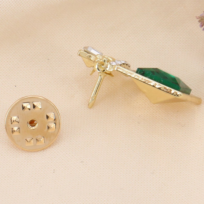 Pin's X2 flacon de parfum love métal strass 0623506 vert foncé