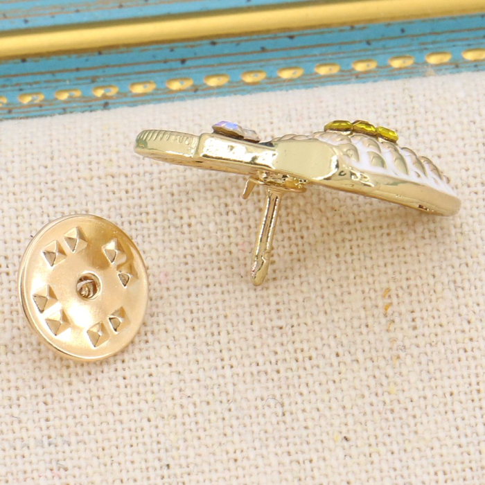 Pin's x2 sac à main métal strass émail 0623507 doré