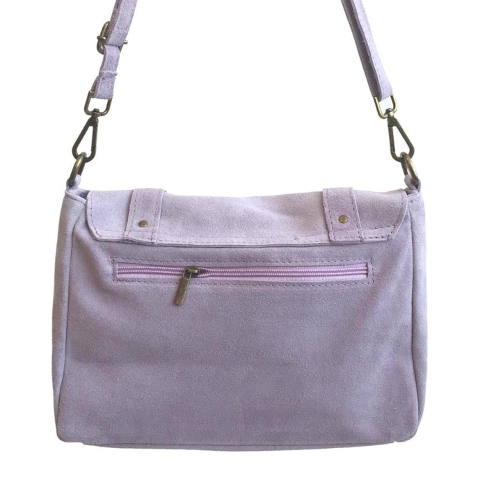 Besace cuir véritable style daim 0919534 parme