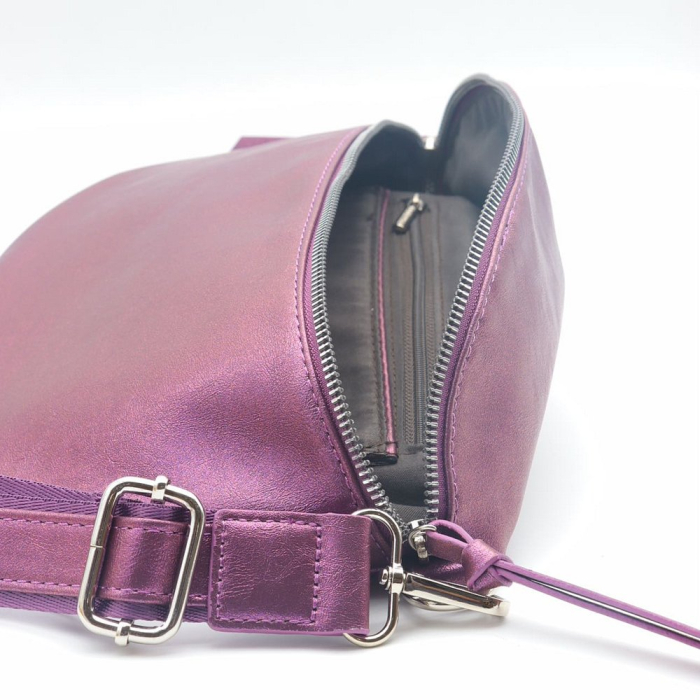 Sac banane petit modèle en similicuir irisé bandoulière ajustable et amovible pour femme 0923501 violet