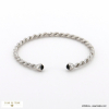 Bracelet jonc fin ouvert acier inoxydable corde pierre 0222533 argenté
