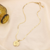Collier acier inox pendentif martelé chaîne serpent plate 0123610 doré