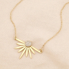Collier acier inoxydable pendentif demi-fleur coeur strass 0123617 doré