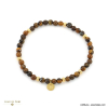 bracelet élastique bille agate pierre naturelle 3mm acier inoxydable femme 0220083 marron