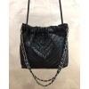 Sac à main porté épaule ou bandoulière simili-cuir matelassé brillant 0923532 noir