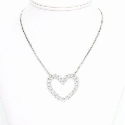 Collier acier inoxydable coeur romantique effet dentelle 0123003 argenté