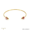 Bracelet jonc fin acier inoxydable rococo cabochon pierre 0223018 rose