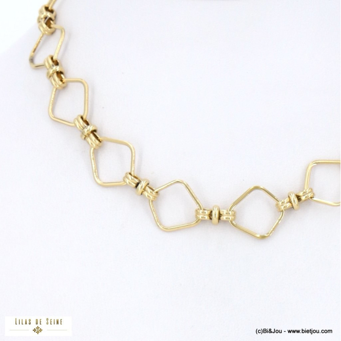 Collier acier inoxydable chaîne géométrique 0123014 doré