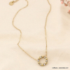 Collier acier inoxydable anneau strass 0123091 doré Collier acier inoxydable anneau strass 0123091 doré