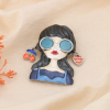 Broche magnétique vintage fille lunettes boucles d’oreille 0524006 bleu