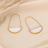 Boucles d'oreilles traversantes acier inox demi-lune pierre 0324116 blanc