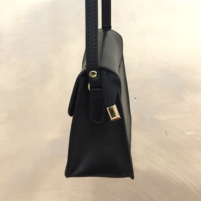 Sac porté épaule rigide cuir véritable style pleine fleur 0922547 noir