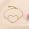 Bracelet acier inox romantique grand coeur femme 0224025 doré