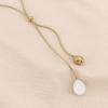 Collier lariat acier inoxydable duo gouttes femme 0124093 blanc