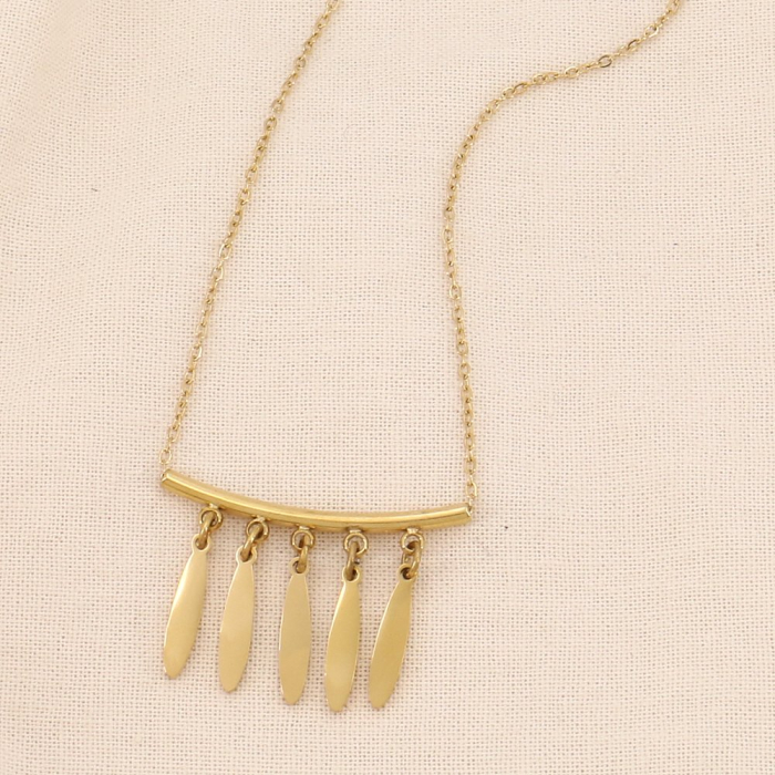 Collier acier inoxydable cascade pétales 0124028 doré