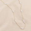 Sautoir triplets billes coeurs imitation perle acier inoxydable 0124107 blanc