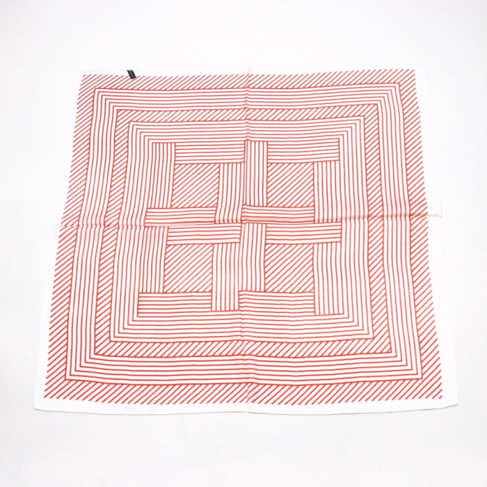 Foulard carré motif géométrique touché soie polyester 0724011 rouge
