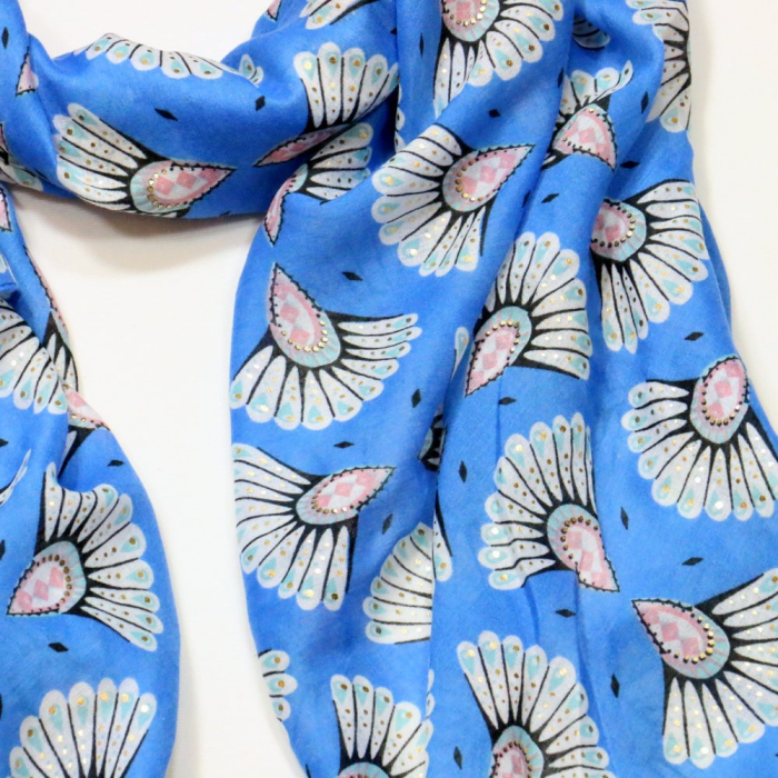 Etole motif queues oiseaux glitter femme 0724007 bleu