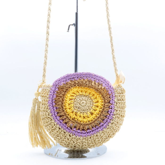 Sac rond porté épaule paille papier pompon tassel Flora&Co femme 0924032 multi2 Sac rond porté épaule paille papier pompon tassel Flora&Co femme 0924032 multi2