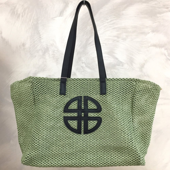 Grand cabas raphia simil-cuir femme 0924040 vert