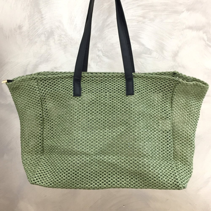 Grand cabas raphia simil-cuir femme 0924040 vert