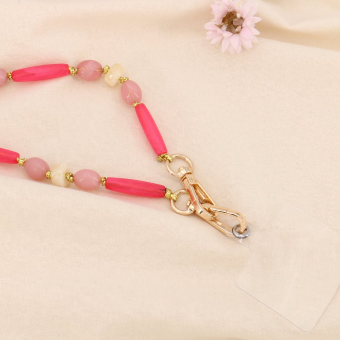 Collier de téléphone multifonction bandoulière résine patch 0124133 rose