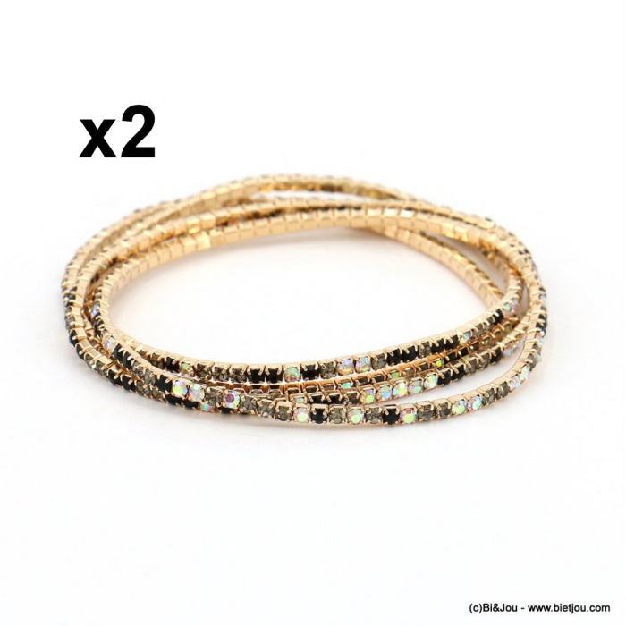 8 BRACELETS FINS ÉLASTIQUES À STRASS MULTICOLORES 0223046 noir 8 BRACELETS FINS ÉLASTIQUES À STRASS MULTICOLORES 0223046 noir