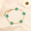 Bracelet en acier inoxydable fleurs bille facettée cristal 0224092 vert aqua