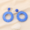 Boucles d'oreilles XXL paille tressage coloré anneau métal 0324167 bleu foncé