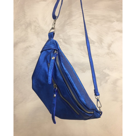 SAC BANANE CUIR VÉRITABLE BRILLANT 0923045 bleu