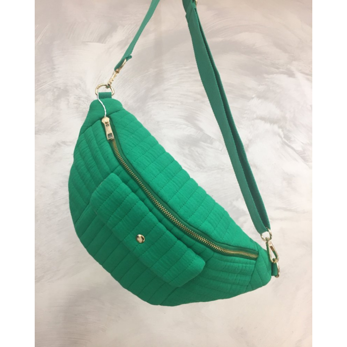 Sac banane matelassé coton strié 0924043 vert Sac banane matelassé coton strié 0924043 vert