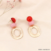 Boucles d'oreilles pendantes vintage résine métal 0323190 rouge