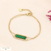 Bracelet double-rangs acier inoxydable pendentif ovale cristal 0223514 vert aqua