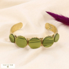 Bracelet jonc acier inoxydable cabochons rayure 0223532 vert foncé