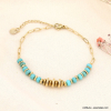 Bracelet acier inoxydable billes pierre naturelle 0223075 bleu turquoise