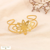 Bracelet manchette double-rang acier inoxydable fleur ciselée 0224018 doré