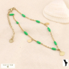 Bracelet de cheville acier perles résine pampilles coquillage 0223173 vert