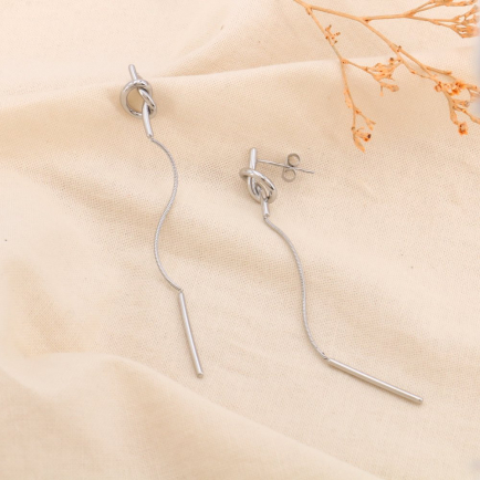 Boucles d'oreilles pendantes nœud marin tige acier inoxydable 0324192 argenté