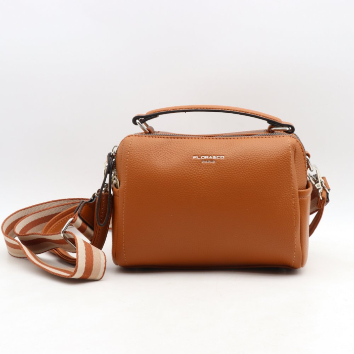 Sac bowling simili-cuir grainé Flora&Co femme 0924503 cognac